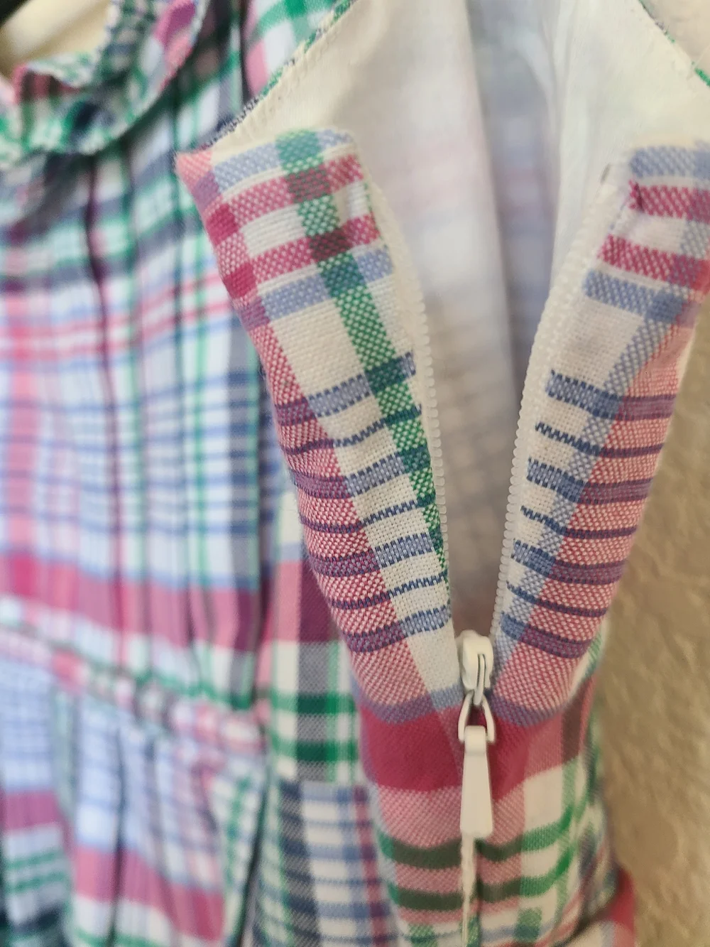 Ralph Lauren Pink & Green Plaid Ruffle Strap Dress